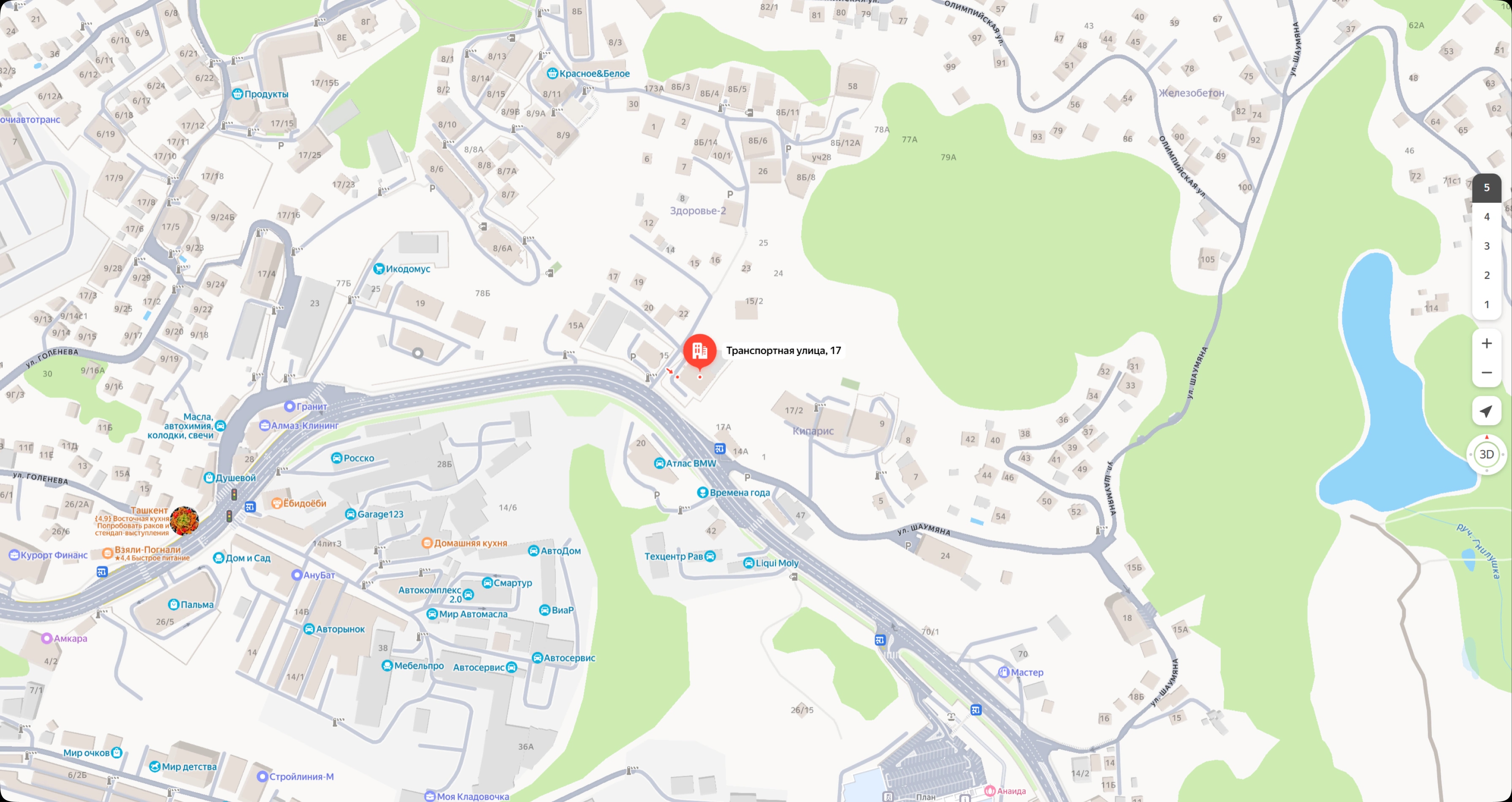 Карта проезда к офису MB Home на Транспортной улице, 17